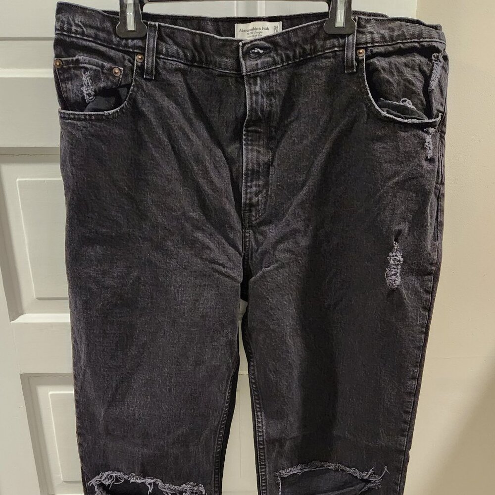 Abercrombie and Fitch 90s straight ultra high rise black jeans